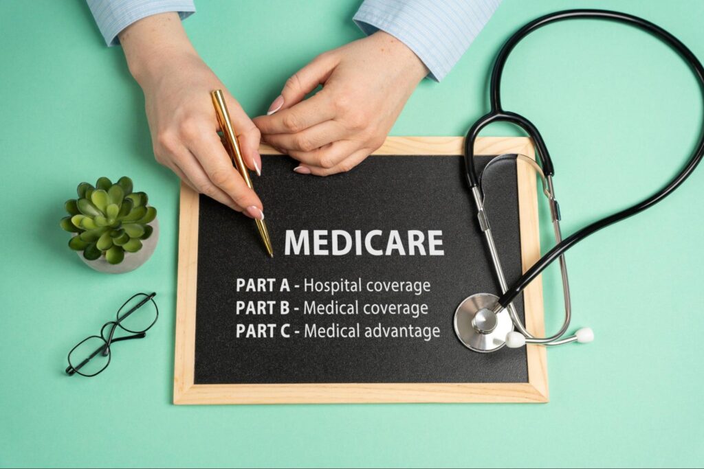 Medicare concept. Part A, B and C.