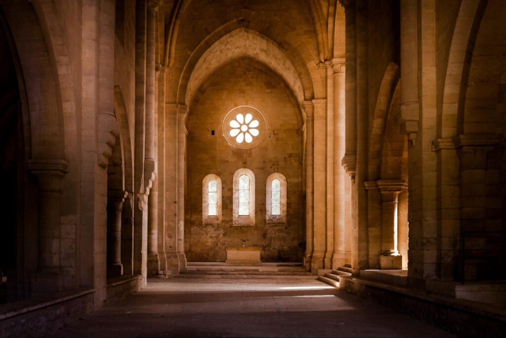Inside deserted Abbey.